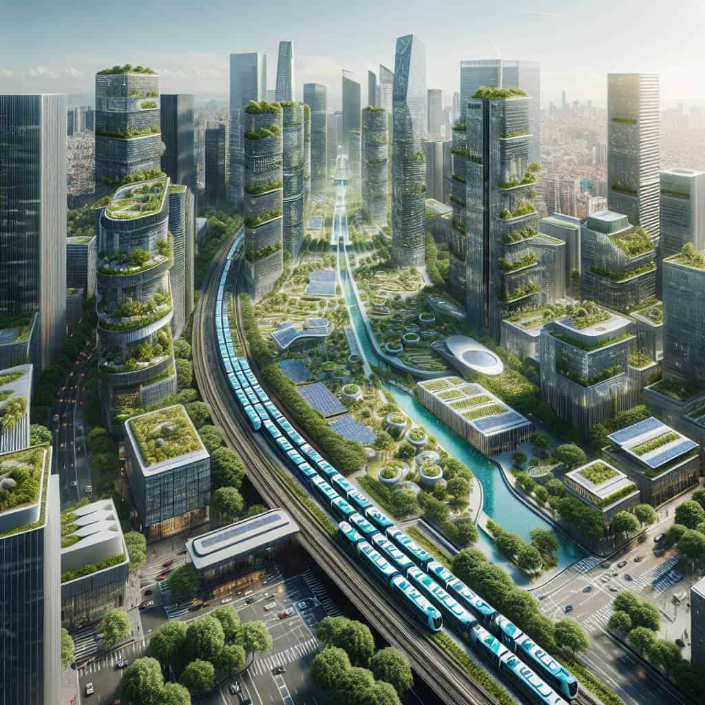 City with green tech for cities