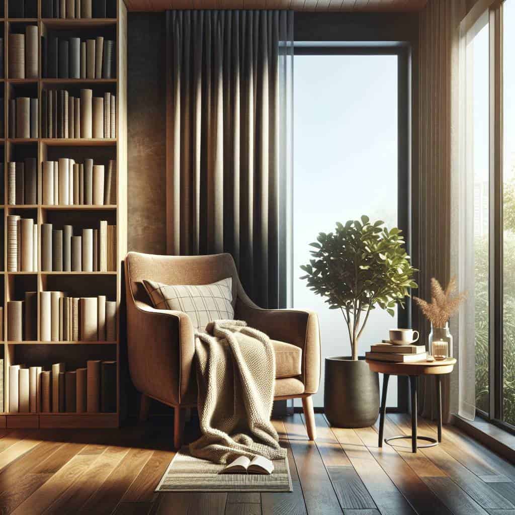 Setting up a reading nook by window.