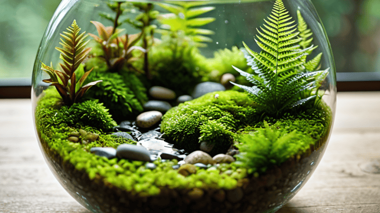 Mini DIY terrarium in glass container