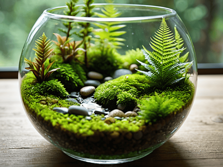 Mini DIY terrarium in glass container