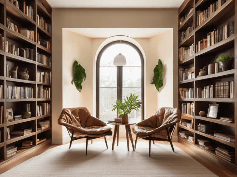 Custom Built-In Bookshelves in home library
